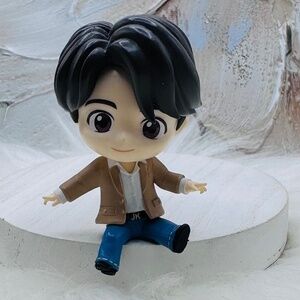 Cute Jungkook “JK” Figurine with Brown Jacket and Blue Pants
